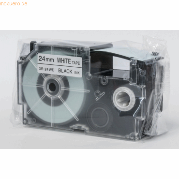 Casio Schriftbandkassette XR-24 WE 24mm schwarz auf weiß von Casio