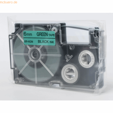 Casio Schriftbandkassette XR-6 GN 6mm schwarz auf grün von Casio