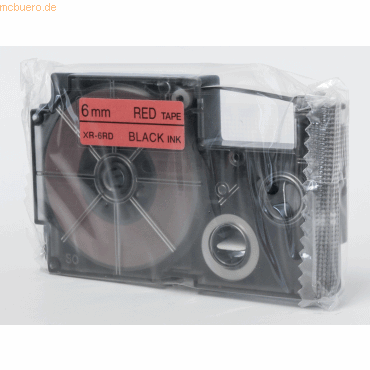 Casio Schriftbandkassette XR-6 RD 6mm schwarz auf rot von Casio