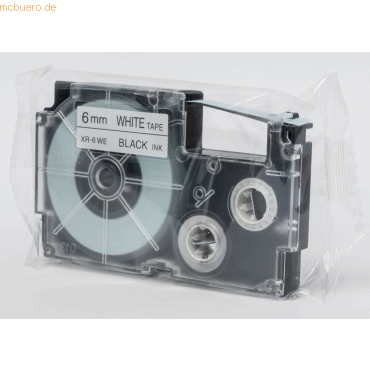 Casio Schriftbandkassette XR-6 WE 6mm schwarz auf weiß von Casio