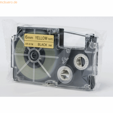 Casio Schriftbandkassette XR-6 YW 6mm schwarz auf gelb von Casio