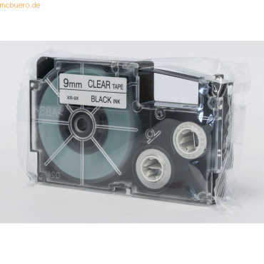Casio Schriftbandkassette XR-9 X 9mm schwarz auf transparent von Casio