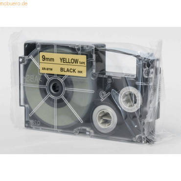 Casio Schriftbandkassette XR-9 YW 9mm schwarz auf gelb von Casio
