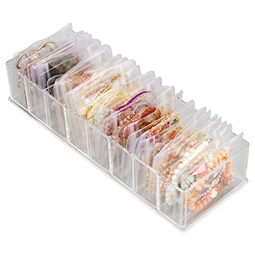 Acryl-Schmuckschatulle mit 30 Reißverschlusstaschen, Schmuck-Organizer für Ringe, Halskette, Armbänder, Ohrringe von Casiwaft