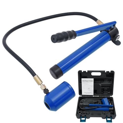 Hydraulik Lochstanzer Set 80KN mit 6 Stanzformen (1/2"-2") Lochstanze Hydraulikpumpe für Stahlblech bis 3.2mm (Blau) von Caskunbsy