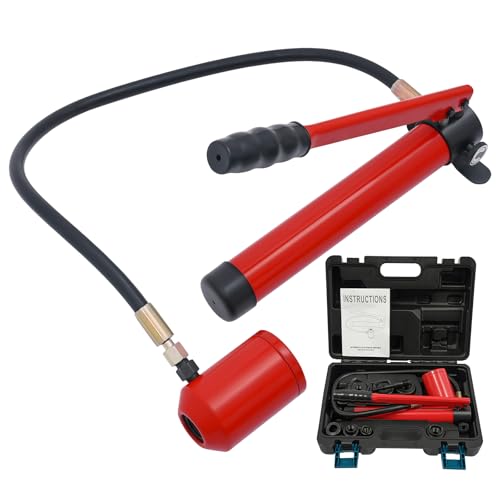 Hydraulik Lochstanzer Set 80KN mit 6 Stanzformen (1/2"-2") Lochstanze Hydraulikpumpe für Stahlblech bis 3.2mm (Rot) von Caskunbsy