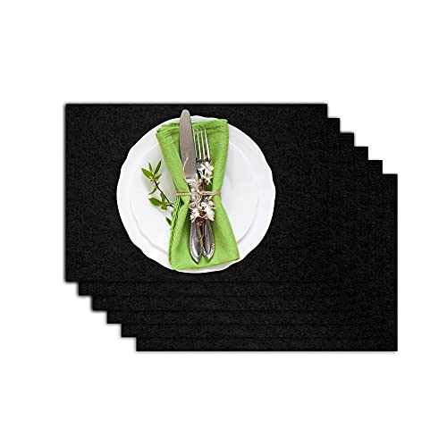 Casoro Edles Filz Platzset im 6er Set in schwarz, Moderne Tischmatten, hochwertige Platzmatten 30x44cm, waschbares Tisch-Accessoire, Filzmatten 4mm dick Casoro Edles Filz Platzset im 6er Set in schwarz, Moderne Tischmatten, hochwertige Platzmatten 30x44cm, waschbares Tisch-Accessoire, Filzmatten 4mm dick von Casoro
