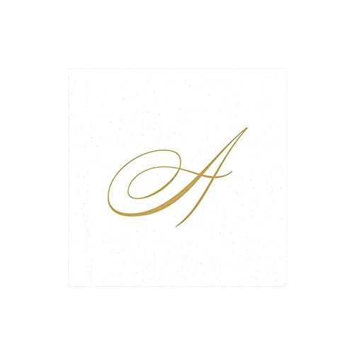 Caspari 2900CG.A White Pearl & Gold Paper Linen Boxed Cocktail Napkins in Letter A - Pack of 30 Caspari 2900CG.A White Pearl & Gold Paper Linen Boxed Cocktail Napkins in Letter A - Pack of 30 von Caspari