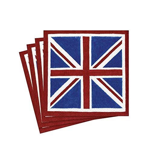 Caspari Papierservietten, Motiv Union Jack, 20 Stück, Papier, blau, Cocktail Caspari Papierservietten, Motiv Union Jack, 20 Stück, Papier, blau, Cocktail von Caspari