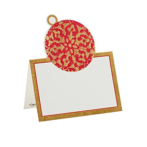 Caspari Weihnachtskugeln gestanzte Tischkarten, Papier, rot, 0.1 cm von Caspari
