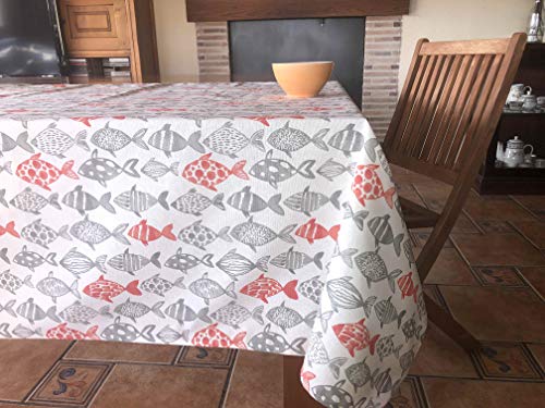 Tischdecke aus Segeltuch, Bedruckt, 140 x 140 cm, Rot von Cassa Luyton