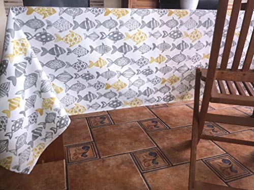 Tischdecke aus Segeltuch, Bedruckt, 140 x 250 cm, Gelb von Cassa Luyton