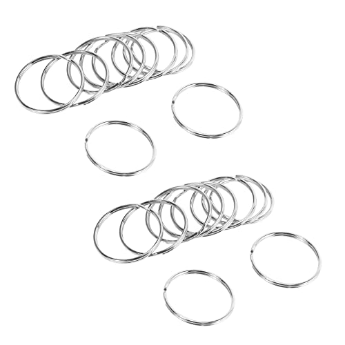 Casstad Set mit Spaltring-Schlüsselanhänger, 20 x Qualität, 50 mm, große Schnalle mit Schlüssel, aus robustem Nickel, Federschnalle von Casstad