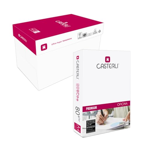 CASTERLI - 81500-5 A4-Blätter, 2500 weiße Blätter, A4-Papier, A4, 80 g Papier, extra weiß, Mehrzweck-Papier für A4-Drucker 80 g/m² (A4, 2500 Blatt) von Casterli