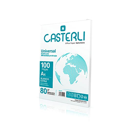 CASTERLI - 81011 A4-Blätter, 100 weiße Blätter, A4-Format, 80 g/m², extra weißes Papier, Mehrzweckpapier für A4 80 g/m² (A4, 100 Blatt) von Casterli