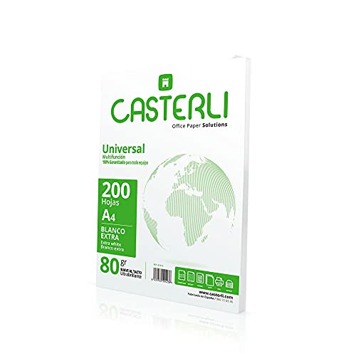 CASTERLI - A4-Blätter, 200 Weiße Blätter, 80 g/m², Extra Weiß, Mehrzweckpapier (200 Blatt) von Casterli