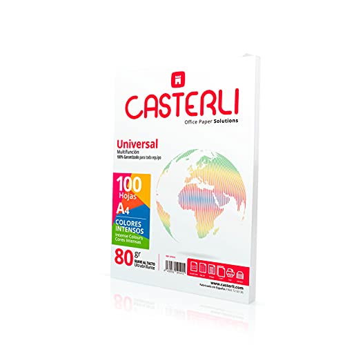 CASTERLI Farbiges Papier, A4, 100 Blatt, A4, 80 g/m², Mehrzweck-Papier für Drucker, 80 g/m² von Casterli