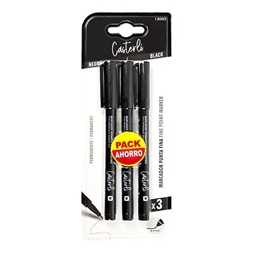 Casterli - Permanentmarker feine Spitze 0,4 mm (0,4 mm, schwarz-3 Stück) von Casterli