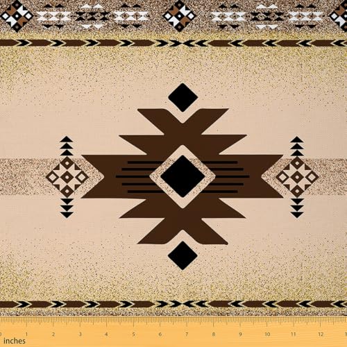 Boho-Aztekenstoff, Ethno-Stil, geometrischer Polsterstoff, Ombré-Pailletten-Druck, exotische dekorative Möbelstoffe, dunkles Khaki, Bastel- und Nähzubehör, 91,4 cm L x 150 cm B von Castle Fairy