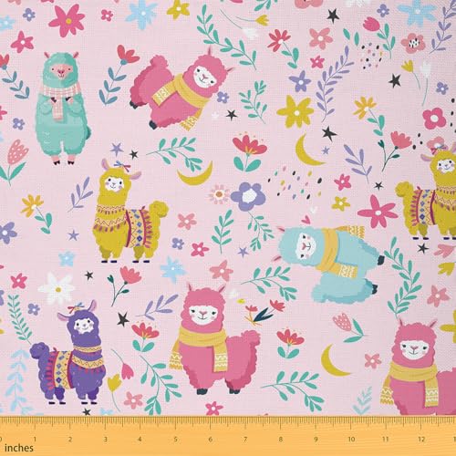 Dekorativer Stoff mit Cartoon-Lamm, rosa niedlicher Alpaka-Druck, für drinnen und draußen, Polsterstoff, Kawaii-Blumentiere zum Quilten, Nähen, Kunst, Basteln, 91,4 cm L x 149,9 cm B Dekorativer Stoff mit Cartoon-Lamm, rosa niedlicher Alpaka-Druck, für drinnen und draußen, Polsterstoff, Kawaii-Blumentiere zum Quilten, Nähen, Kunst, Basteln, 91,4 cm L x 149,9 cm B von Castle Fairy