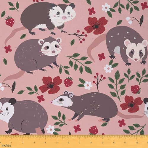 Opossum-Stoff von The Yard, niedlicher Opossum-Tier-Polsterstoff für Stühle, Sofa, Nähen, rote Erdbeere, Rosa, weiße Blumen, Blätter, wasserdichter Stoff für Polster und Heimwerker-Projekte, 91 cm Opossum-Stoff von The Yard, niedlicher Opossum-Tier-Polsterstoff für Stühle, Sofa, Nähen, rote Erdbeere, Rosa, weiße Blumen, Blätter, wasserdichter Stoff für Polster und Heimwerker-Projekte, 91 cm von Castle Fairy