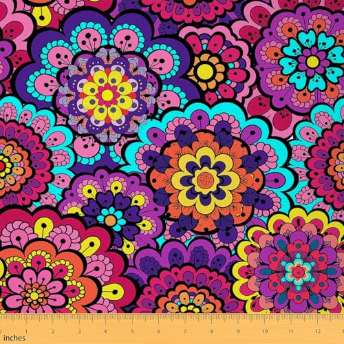 Wasserdichter Stoff mit Mandala-Blume, Wasserfarben, Retro, Bohemian-Blumenpflanze, Heim-DIY-Stoff, niedliche Geometrie, Boho-Stil, Polsterstoff für Kunst, Handwerk, Quilten, Nähen, 91 cm Wasserdichter Stoff mit Mandala-Blume, Wasserfarben, Retro, Bohemian-Blumenpflanze, Heim-DIY-Stoff, niedliche Geometrie, Boho-Stil, Polsterstoff für Kunst, Handwerk, Quilten, Nähen, 91 cm von Castle Fairy