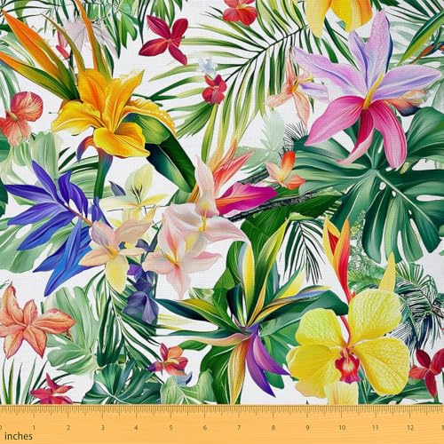Wasserdichter dekorativer Stoff mit tropischen Blumen, Palmblätter, botanischer Polsterstoff, für drinnen und draußen, blühende Lilie, Nähen, DIY, Polsterung, 2 m, 183 cm L x 149,9 cm B Wasserdichter dekorativer Stoff mit tropischen Blumen, Palmblätter, botanischer Polsterstoff, für drinnen und draußen, blühende Lilie, Nähen, DIY, Polsterung, 2 m, 183 cm L x 149,9 cm B von Castle Fairy