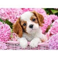 Pup in Pink Flowers, Puzzle 180 Teile von Castorland