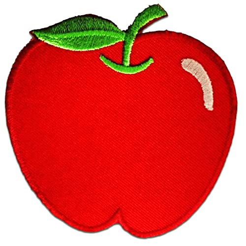 Apfel Frucht Obst - Aufnäher, Bügelbild, Aufbügler, Applikationen, Patches, Flicken, Zum Aufbügeln, Größe: 7.5 x 8 cm, Farbe:rot von Catch the Patch