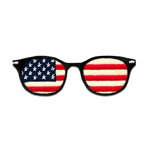 Brille USA - Aufnäher, Bügelbild, Aufbügler, Applikationen, Patches, Flicken, zum aufbügeln, Größe: 7,5 x 2,5 cm Brille USA - Aufnäher, Bügelbild, Aufbügler, Applikationen, Patches, Flicken, zum aufbügeln, Größe: 7,5 x 2,5 cm von Catch the Patch