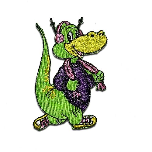 Catch the Patch Dino Tier Musik - (Größe: 6,4 x 4,5 cm) – Aufbügler & Applikationen in verschiedenen Größen – Ideal für Kleidung, Schulranzen, Jeans & Rucksäcke von Catch the Patch