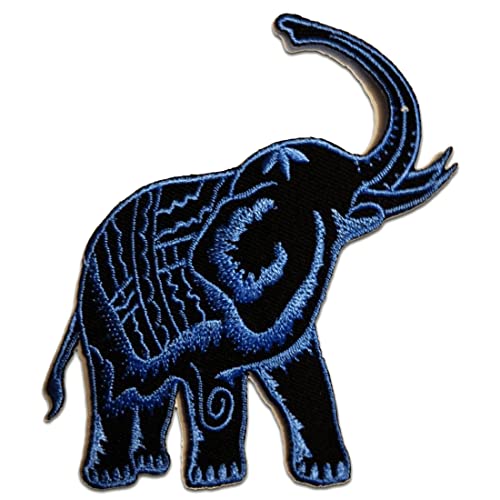 Catch the Patch Elefant Tier Thailand - Aufnäher, Bügelbild, Aufbügler, Applikationen, Patches, Flicken, Zum Aufbügeln, Größe: 9,8 x 9,8 cm, Farbe:blau von Catch the Patch