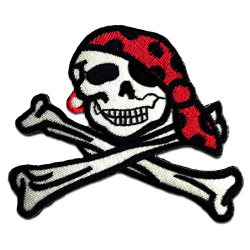Catch the Patch Pirat Totenkopf - (Größe: 8,5 x 7,4 cm) – Stickpatch – Ideal für Kutte, Rockerjacke, Jeansweste, Kleidung & Accessoires – Robuster Patch für Erwachsene von Catch the Patch