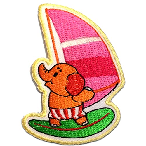 Catch the Patch Surfender Elefant - (Größe: 6,0 x 8,5 cm) – Aufbügler & Applikationen in verschiedenen Größen – Ideal für Kleidung, Schulranzen, Jeans & Rucksäcke von Catch the Patch