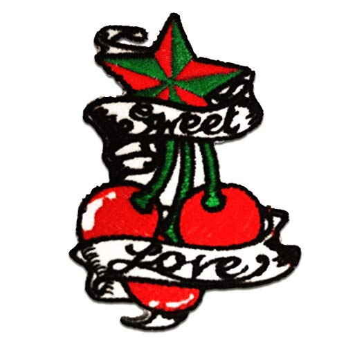 Catch the Patch Sweet Love Kirsche - (Größe: 6 x 8 cm) Aufnäher, Bügelbilder, Aufbügler, Applikationen, Patches, Sticker zum Aufbügeln oder Aufnähen – für Kleidung, Taschen, Jacken von Catch the Patch