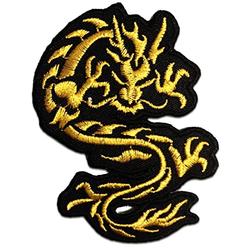 Chinesischer Drache - Aufnäher, Bügelbild, Aufbügler, Applikationen, Patches, Flicken, Zum Aufbügeln, Größe: 6,7 x 9 cm, Farbe:gold Chinesischer Drache - Aufnäher, Bügelbild, Aufbügler, Applikationen, Patches, Flicken, Zum Aufbügeln, Größe: 6,7 x 9 cm, Farbe:gold von Catch the Patch