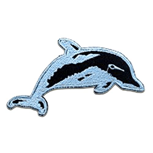 Delfin Tier - Aufnäher, Bügelbild, Aufbügler, Applikationen, Patches, Flicken, Zum Aufbügeln, Größe: 9.6 x 5.1 cm, Farbe:hellblau Delfin Tier - Aufnäher, Bügelbild, Aufbügler, Applikationen, Patches, Flicken, Zum Aufbügeln, Größe: 9.6 x 5.1 cm, Farbe:hellblau von Catch the Patch