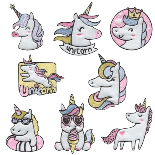 Einhorn Set B 8 Stück - Aufnäher, Bügelbild, Aufbügler, Applikationen, Patches, Flicken, Zum Aufbügeln von Catch the Patch