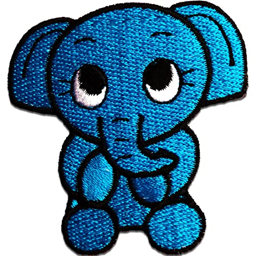 Elefant Tier - Aufnäher, Bügelbild, Aufbügler, Applikationen, Patches, Flicken, Zum Aufbügeln, Größe: 5.9 x 6.3 cm, Farbe:blau von Catch the Patch