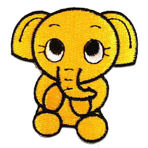 Elefant Tier - Aufnäher, Bügelbild, Aufbügler, Applikationen, Patches, Flicken, Zum Aufbügeln, Größe: 5.9 x 6.3 cm, Farbe:gelb von Catch the Patch
