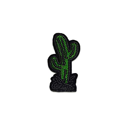 Kaktus mit Pailletten - Aufnäher, Bügelbild, Aufbügler, Applikationen, Patches, Flicken, zum aufbügeln, Größe: 7,3 x 3,6 cm von Catch the Patch
