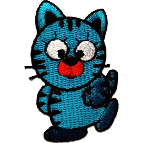 Katze Tier - Aufnäher, Bügelbild, Aufbügler, Applikationen, Patches, Flicken, Zum Aufbügeln, Größe: 4,2 x 7 cm, Farbe:blau Katze Tier - Aufnäher, Bügelbild, Aufbügler, Applikationen, Patches, Flicken, Zum Aufbügeln, Größe: 4,2 x 7 cm, Farbe:blau von Catch the Patch
