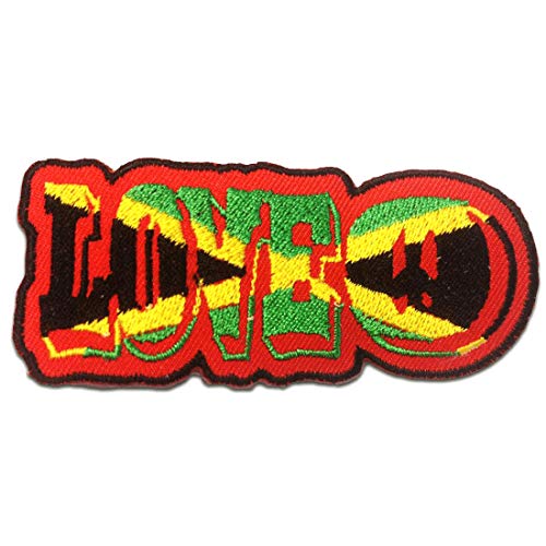 LOVE Reggae Peace Frieden - Aufnäher, Bügelbild, Aufbügler, Applikationen, Patches, Flicken, zum aufbügeln, Größe: 9,6 x 4 cm von Catch the Patch
