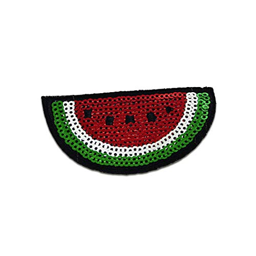 Melone Obst Frucht mit Pailletten - Aufnäher, Bügelbild, Aufbügler, Applikationen, Patches, Flicken, zum aufbügeln, Größe: 7,1 x 4,1 cm von Catch the Patch