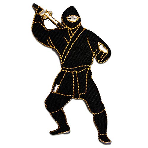 Ninja Kämpfer Comic - Aufnäher, Bügelbild, Aufbügler, Applikationen, Patches, Flicken, zum aufbügeln, Größe: 5,2 x 10,3 cm von Catch the Patch