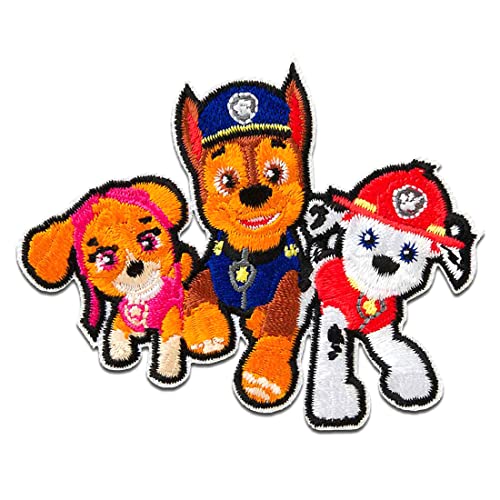Catch the Patch Paw Patrol Chase Marshall Skye - (Größe: 6,1 x 7,5 cm) – Aufbügler & Applikationen in verschiedenen Größen – Ideal für Kleidung, Schulranzen, Jeans & Rucksäcke von Catch the Patch
