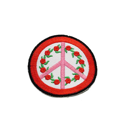 Peace Frieden Symbol Rose - Aufnäher, Bügelbild, Aufbügler, Applikationen, Patches, Flicken, zum aufbügeln, Größe: Ø 6,8 cm von Catch the Patch