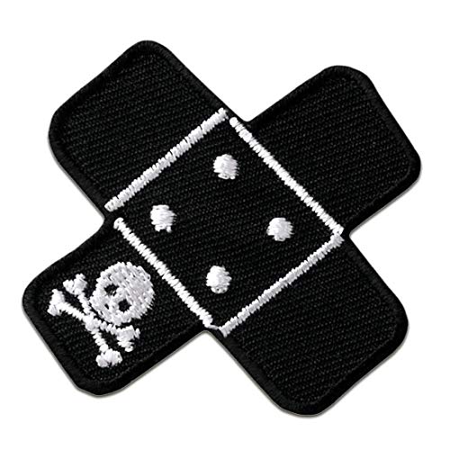 Pflaster Flicken mit Totenkopf - Aufnäher, Bügelbild, Aufbügler, Applikationen, Patches, Flicken, zum aufbügeln, Größe: 5 x 5 cm von Catch the Patch