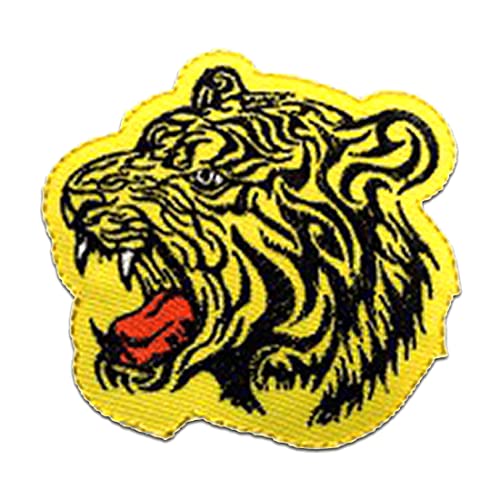 Tiger Tier - Aufnäher, Bügelbild, Aufbügler, Applikationen, Patches, Flicken, Zum Aufbügeln, Größe: 7.5 x 8 cm, Farbe:gelb von Catch the Patch