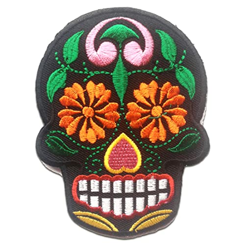 Totenkopf Skelett - Aufnäher, Bügelbild, Aufbügler, Applikationen, Patches, Flicken, Zum Aufbügeln, Größe: 7.1 x 9.4 cm, Farbe:schwarz von Catch the Patch